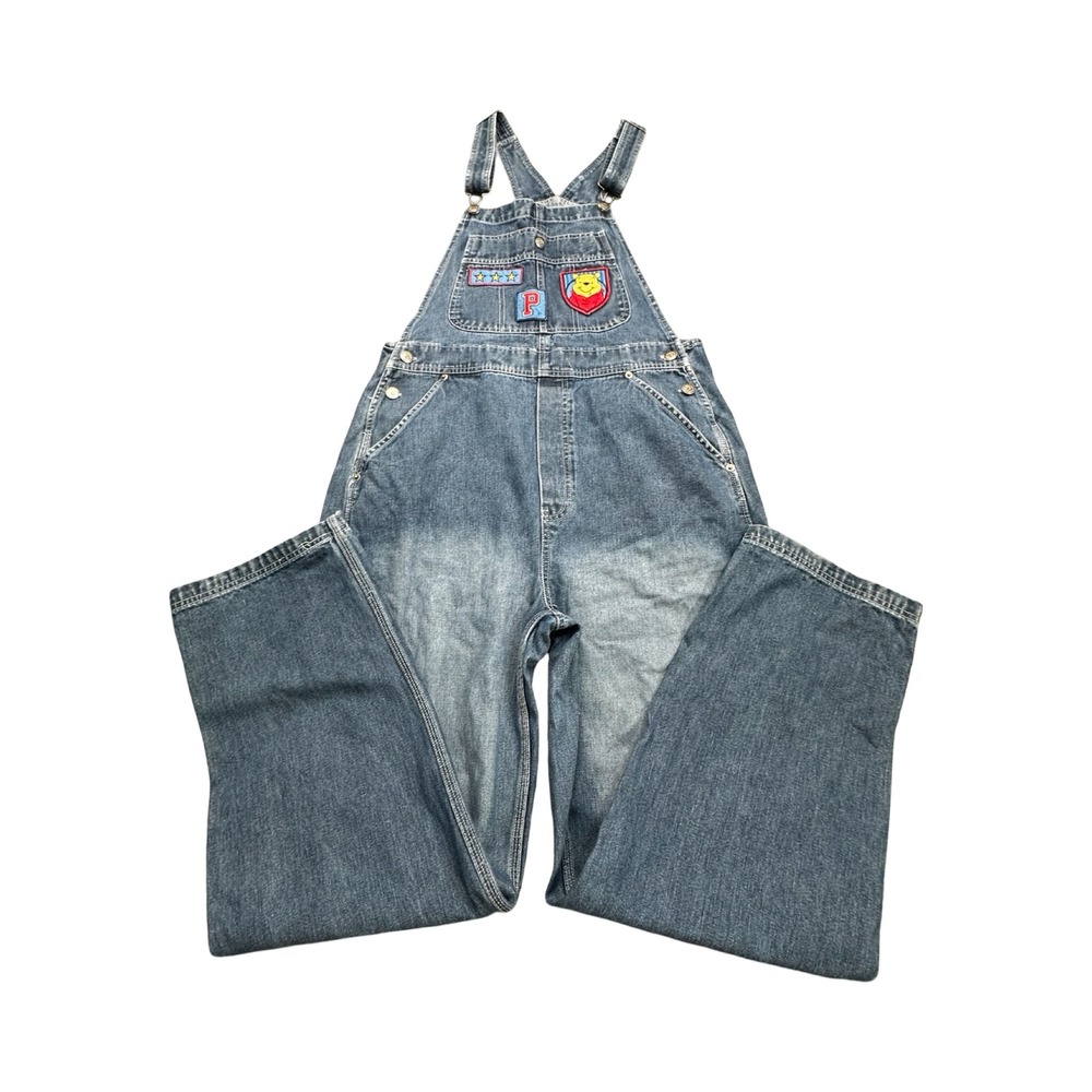 Disney Overalls Womens 32x30 Blue Winnie The Pooh Denim Wide Leg Boho
